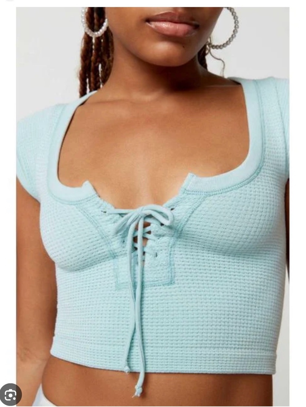 Women's Lace-Up Scoop Neck Crop Top urban outfitters - size xs/s